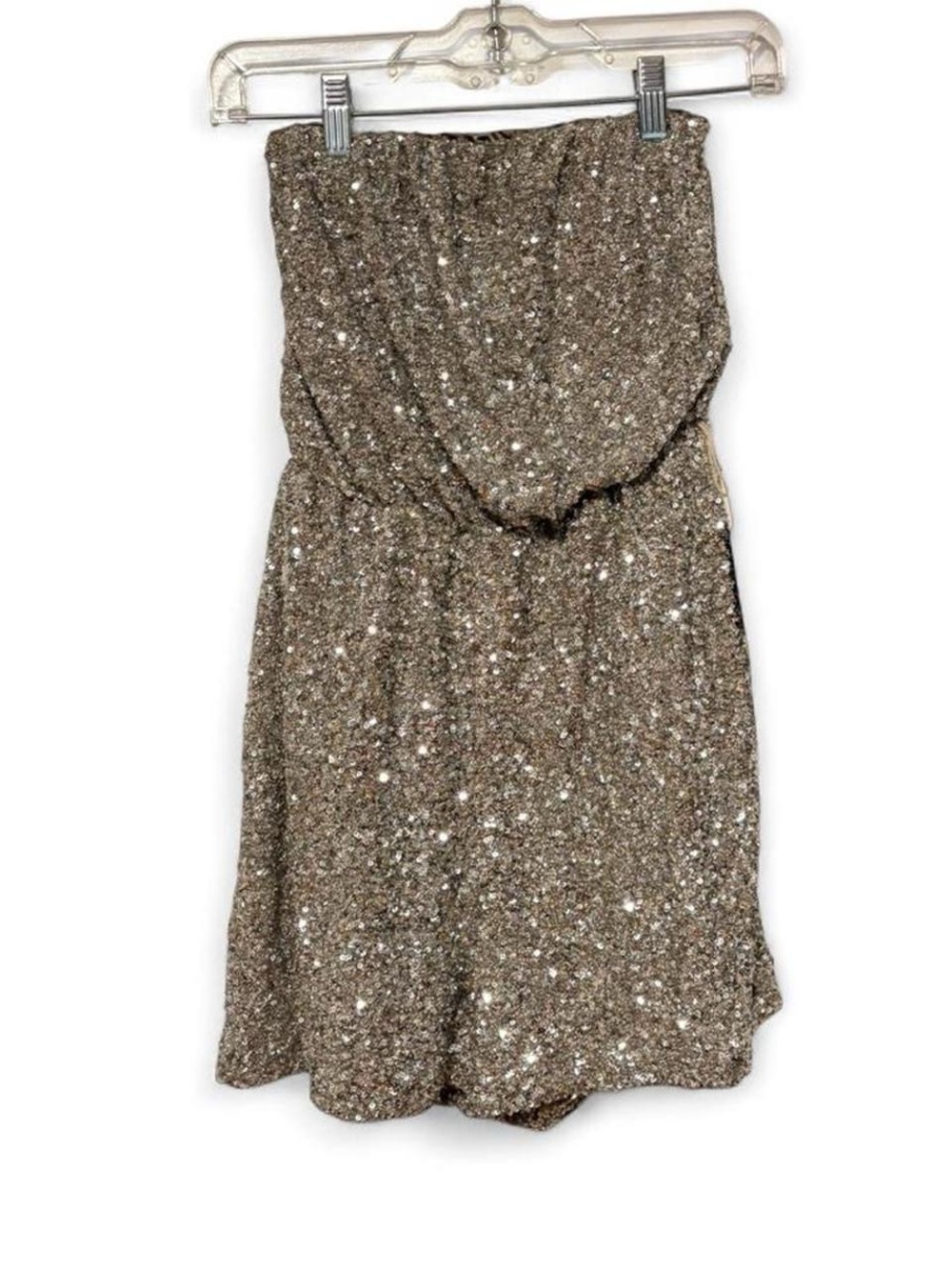 Express NWT Silver sequin romper with pockets